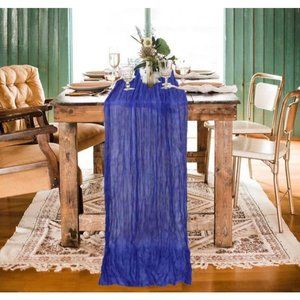 Royal Blue Cheesecloth Table Runner 13.3ft Boho Gauze Wedding Tablecloth Decor